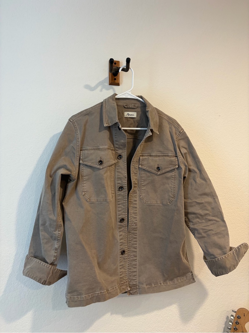 Men's Casual Button-Down Jacket in Khaki by Rowan